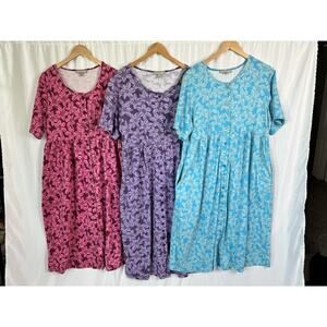 Lot Of 3 Woman Within Long Dresses Size 18/20 L Two Petite Mini Hawaiian *1 Flaw